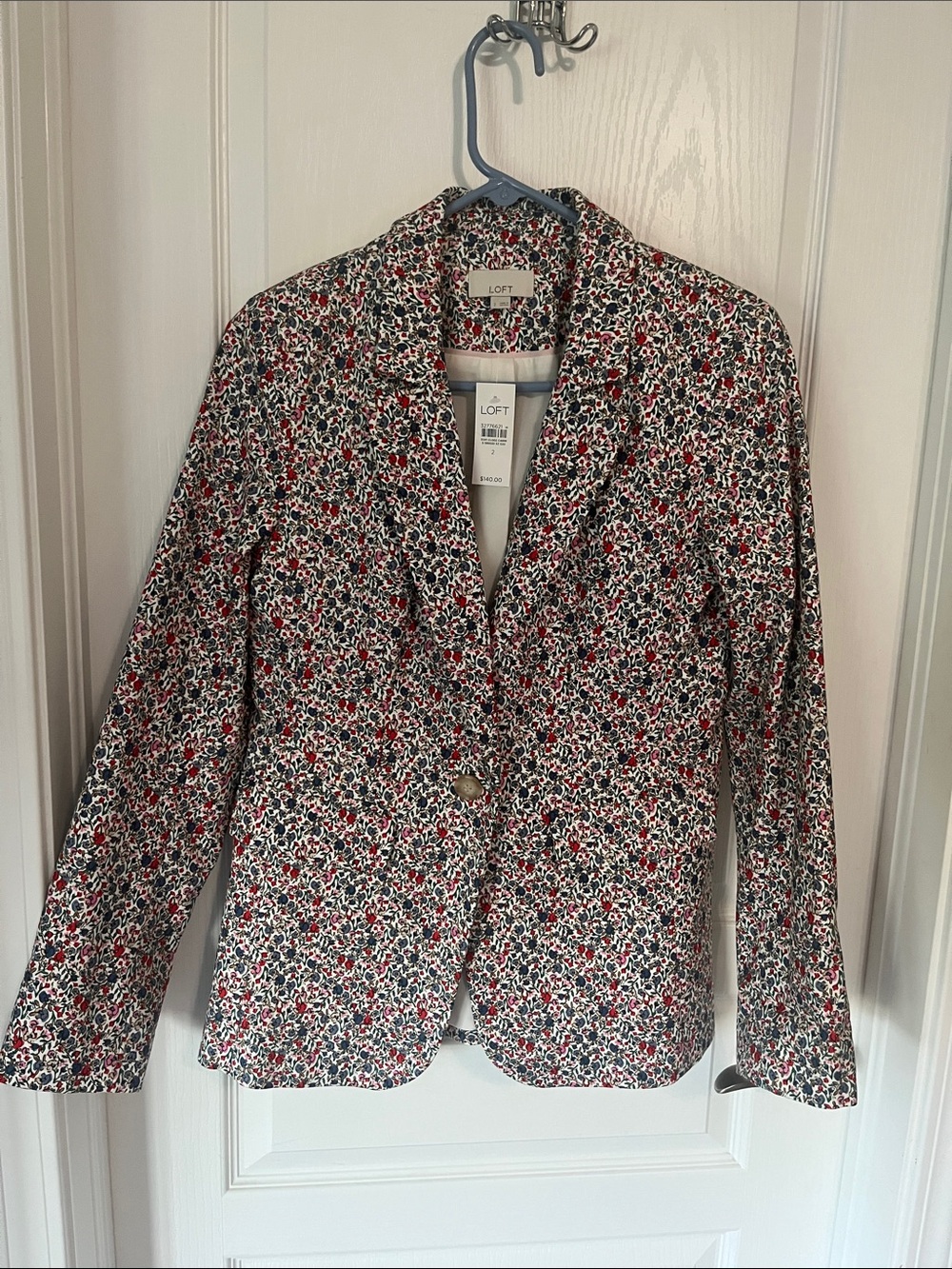 LOFT Floral Blazer in Red, Navy & White
